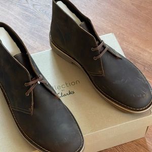 Real Leather Clarks Bushacre boots, New In box, never worn.